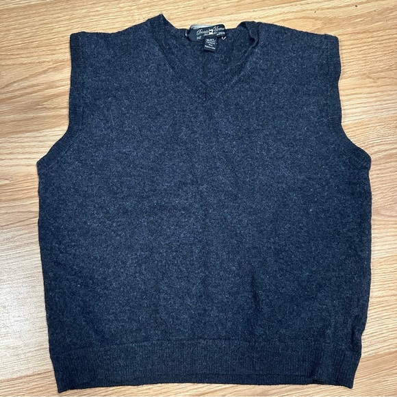 Pronto Uomo V-Neck Sweater Vest Mens 2XL Dark Gray 100% Extra Fine Merino Wool - Picture 1 of 5